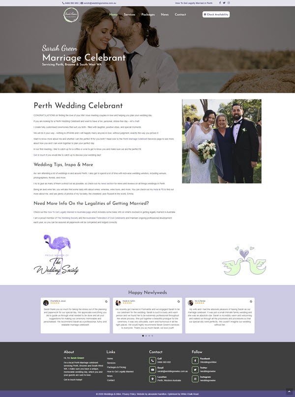 weddings-and-wine-homepage Screenshot of Weddings & Wine homepage.