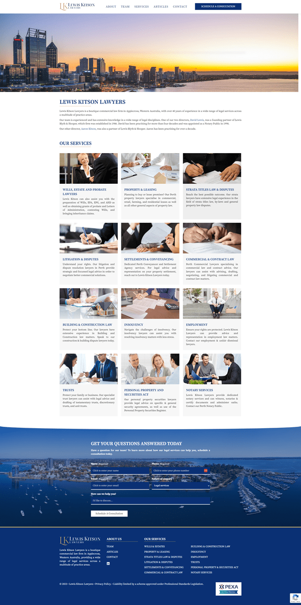 Lewis Kitson Lawyers website. Lewis Kitson Lawyers website.