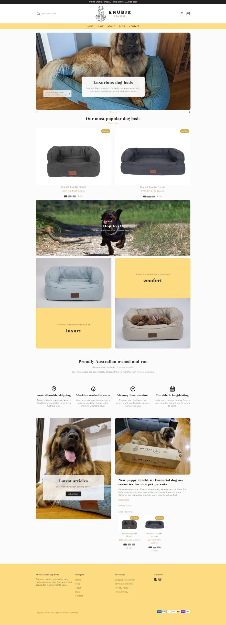 Anubis Dog Beds website design on Shopify Anubis Dog Beds website design on Shopify.