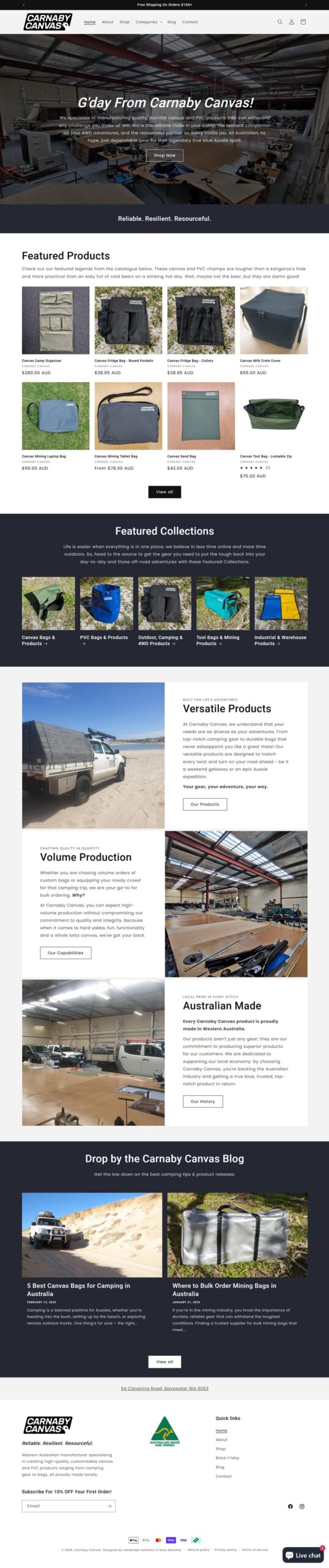 Carnaby Canvas website design screenshot. Carnaby Canvas website design screenshot.