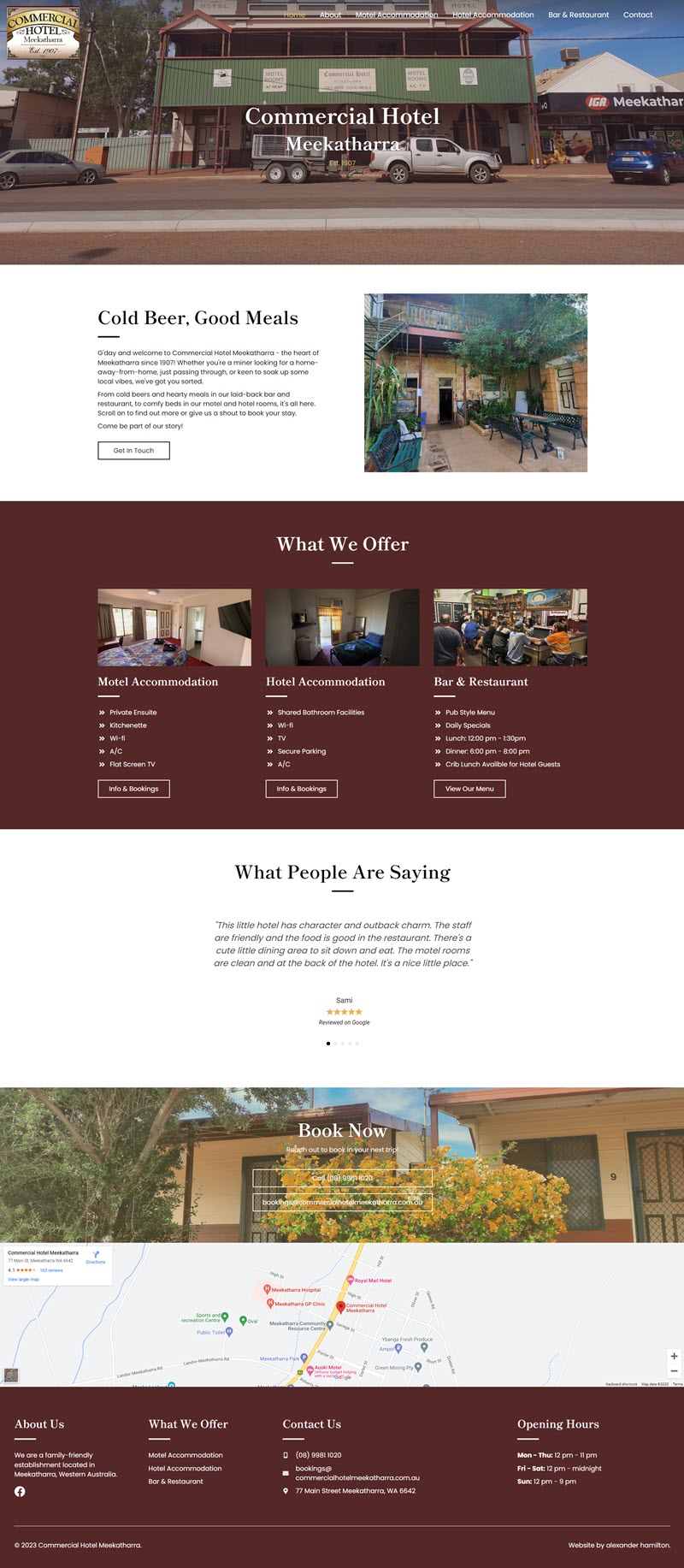 Commercial Hotel Meekatharra website design. Commercial Hotel Meekatharra website design.