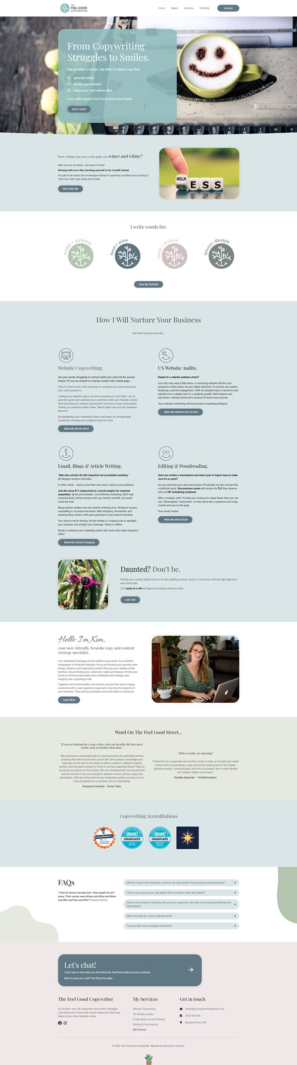Website design for The Feel Good Copywriter. Website design for The Feel Good Copywriter.
